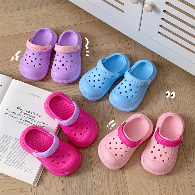 Children\'s Slippers Summer New Solid Candy Colors Girl Baby Shoes Boys\' Soft Sole Non Slip Home Bathroom Cool Slippers