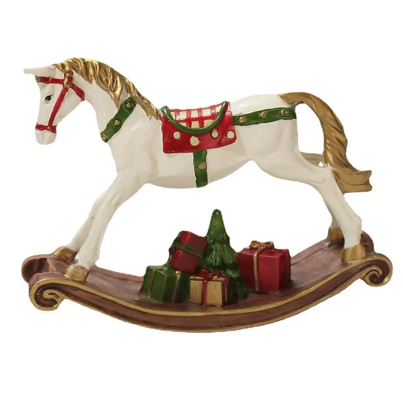 Creative Carving Resin Christmas Rocking Horse Handmade Craft for Children Kids Birthday Decoration Childhood Gift Hanging Tree