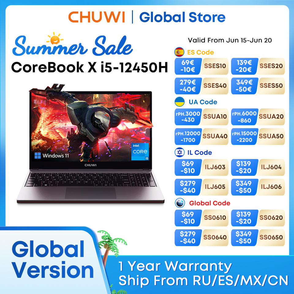 CHUWI CoreBook X Intel Core i5 12450H Gaming Laptop 14 inch 2160x1440 Resolution 16GB RAM 512GB SSD WiFi6 Windows 11 Computer PC