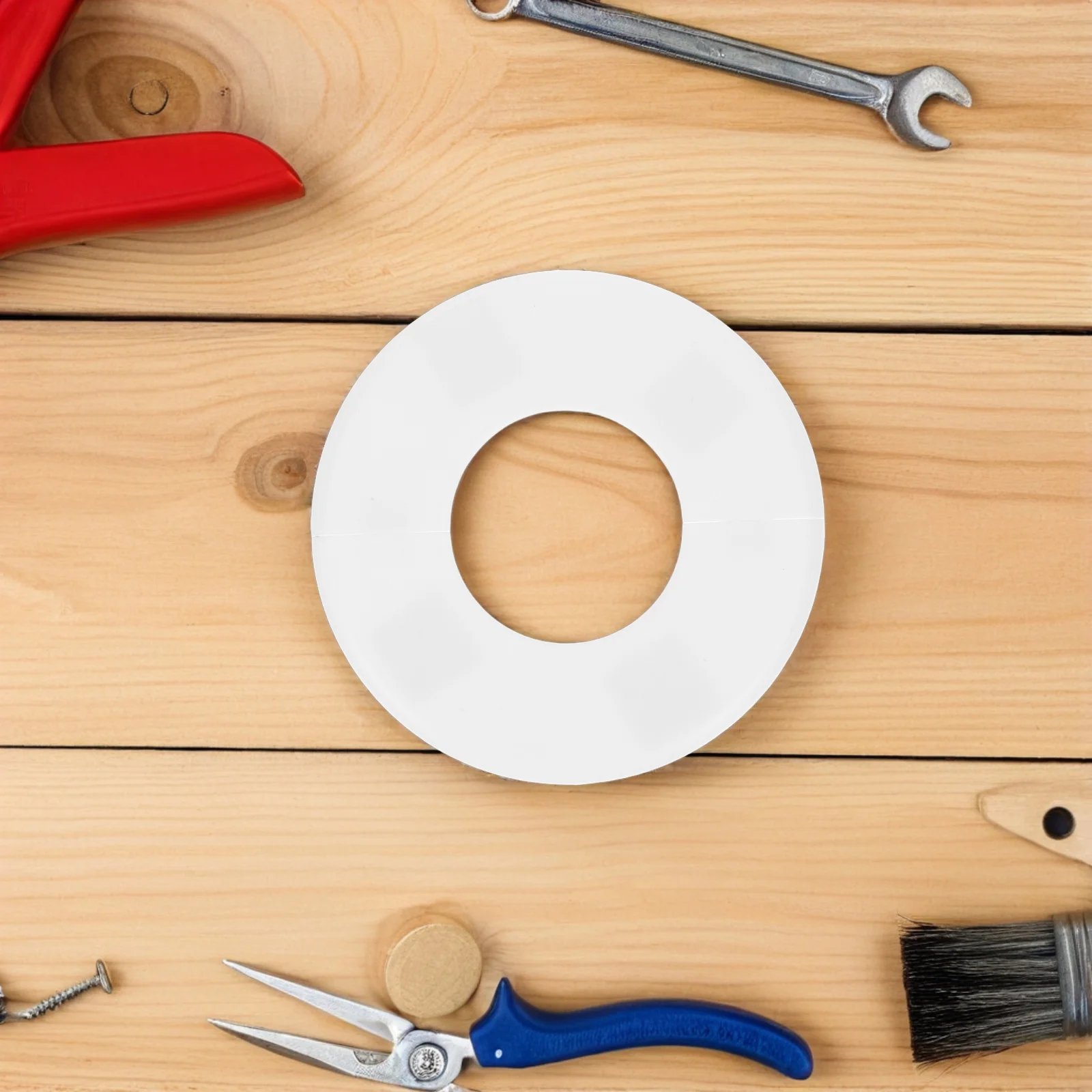 

2Pcs Pool Pipe Cover Plate Round White - Sturdy Outdoor Protection for Ladder Holes and Plumbing Pipes - Universal Fit Inground