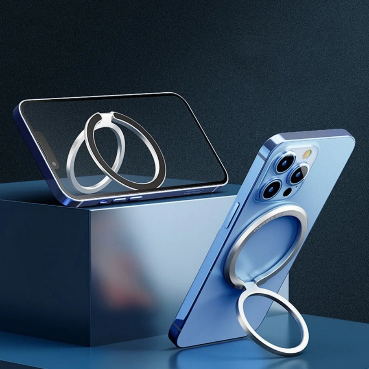 Magnetic Cell Phone Ring Holder Mobile Phone Bracket Removable Cell Phone Grip Kickstand for iPhone MagSafe Samsung Xiaomi