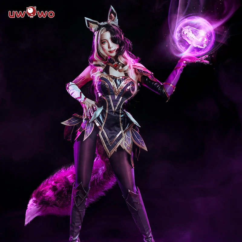 Auf Lager uwowo Liga der Legende cosplay ahri Kostüm lol coven ahri Kostüm mit Ohren Halloween Kostüm ahri Hexe Frauen Kleid