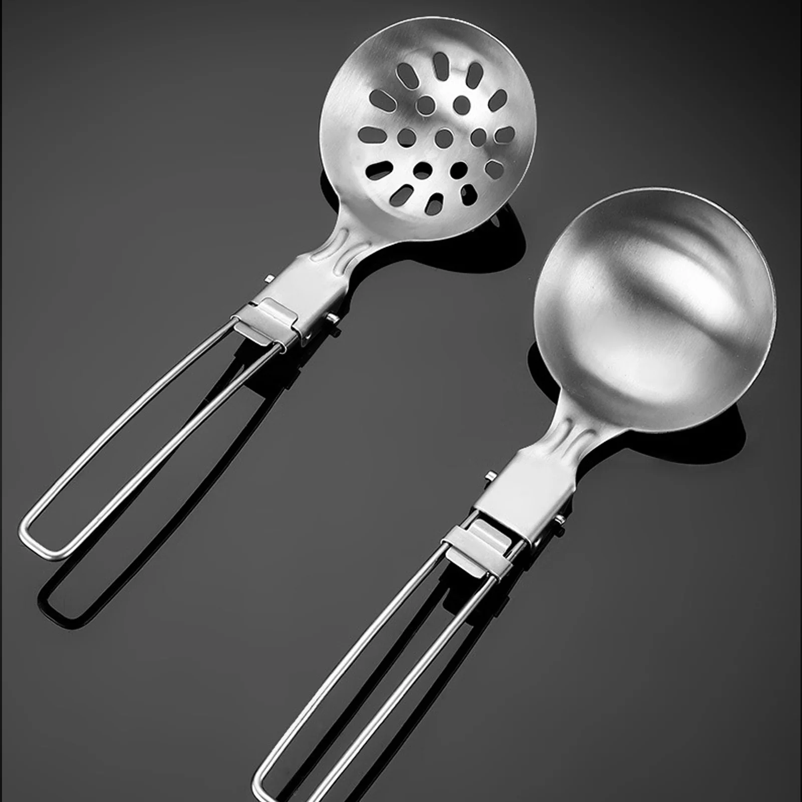 

Набор походной посуды из нержавеющей стали 304: складные ложка, половник и лопатка для приготовления пищи на природе