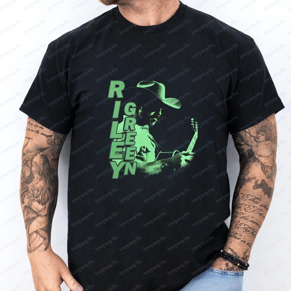 Streetwear Retro Riley Green Printed Short-sleeved Summer Shirt Suitable for Both Men and Women, Comfortable T-shirt