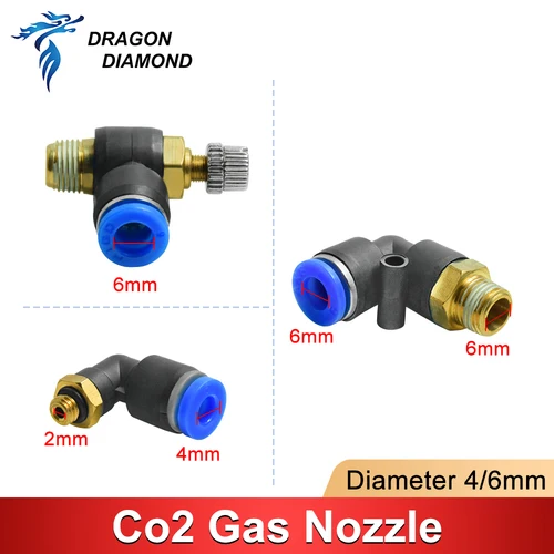 Imagen 2 del producto Boquilla de Gas láser Co2, boquilla de aire de diámetro 4mm 6mm para cabezal láser Co2 para máquina cortadora de grabado láser Co2, 2 uds.