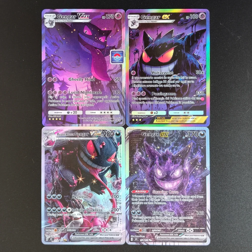 2026 DIY Texture Pokemon Cards Gengar VMAX Gengar ex  RozenKrauz Gengar STAR Set Gem Mint 10 Hot Anime Collectible Game Cards