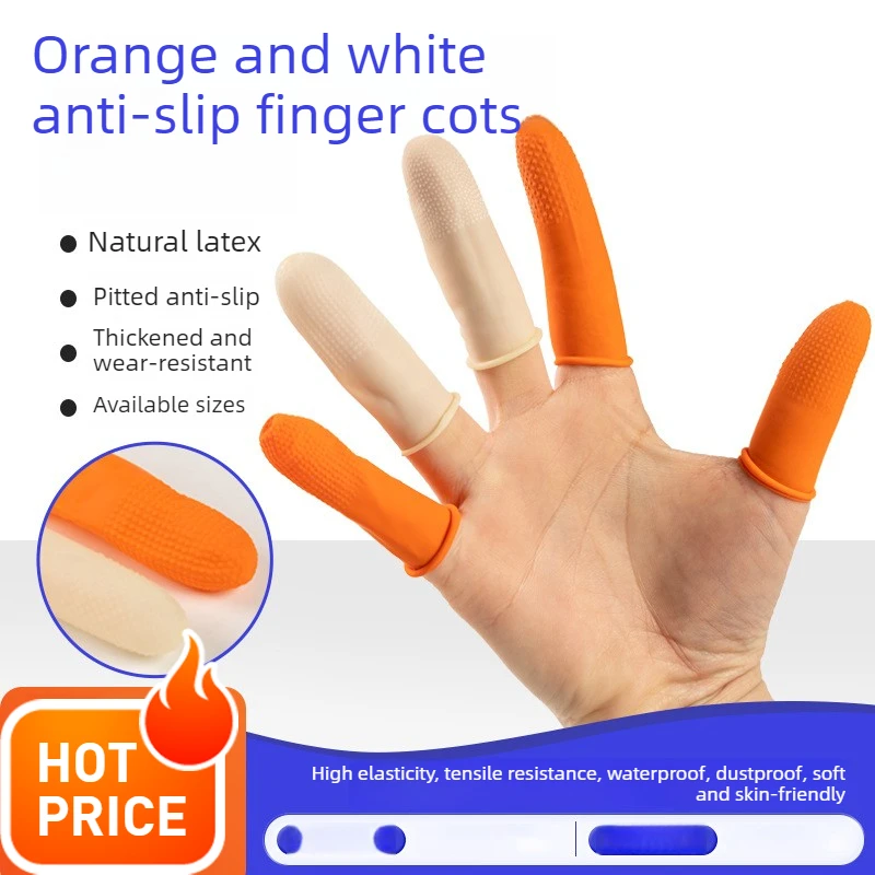 100Pcs Disposable Non-Slip Rubber Finger Cots Anti-Static Wear-Resistant Fingertip Protectors for Personal & Medical Use