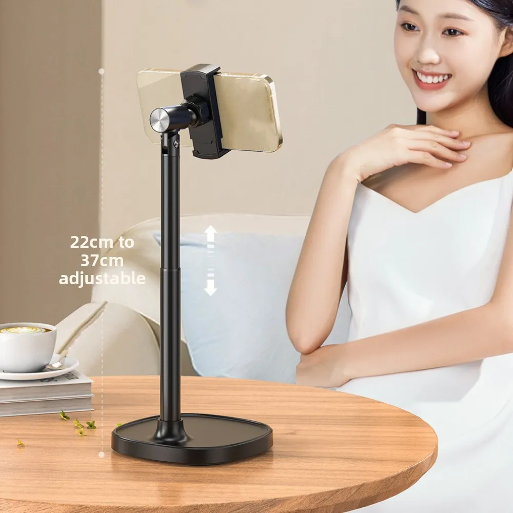 ارتفاع قابل للتعديل حامل هاتف تلسكوبي 360 ° تدوير قاعدة مستقرة حامل هاتف سطح المكتب حامل معدني محمول للهاتف المحمول #2