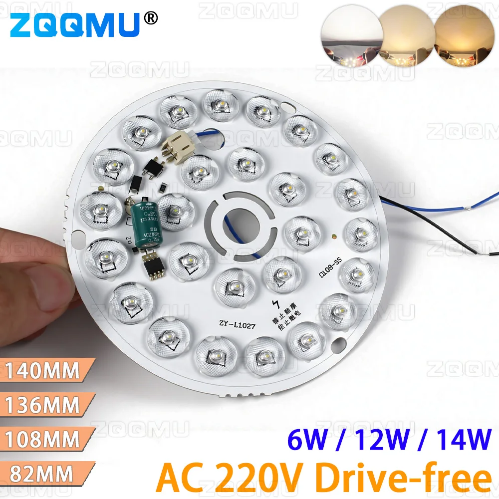 

Круглая светодиодная панель без драйверов, 6 Вт, 12 Вт, 18 Вт переменного тока, 220 В, энергосберегающий потолочный светильник для комнаты, дома, DIY, внутреннее освещение