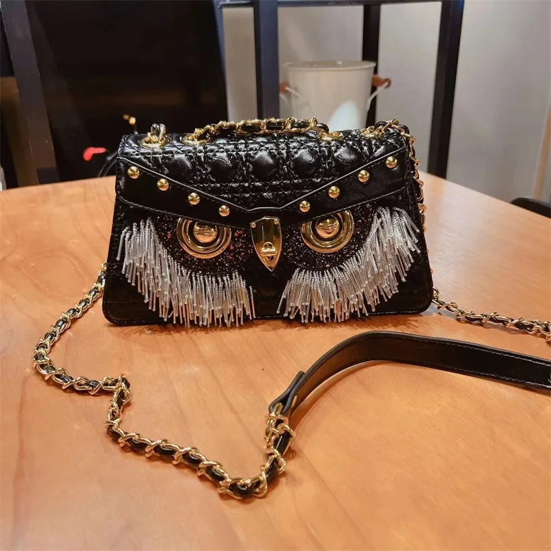 Net red rhinestone chain bag tide 2022 new fashion high-end Messenger bag small bag female trend owl female bag