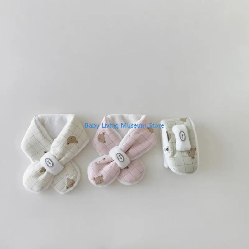 

P31C 2024 Warm Scarf for Infants Toddler Unisex Cartoon Bear Neck Wrap Towel Soft & Comfortable Baby Neckerchief Winter