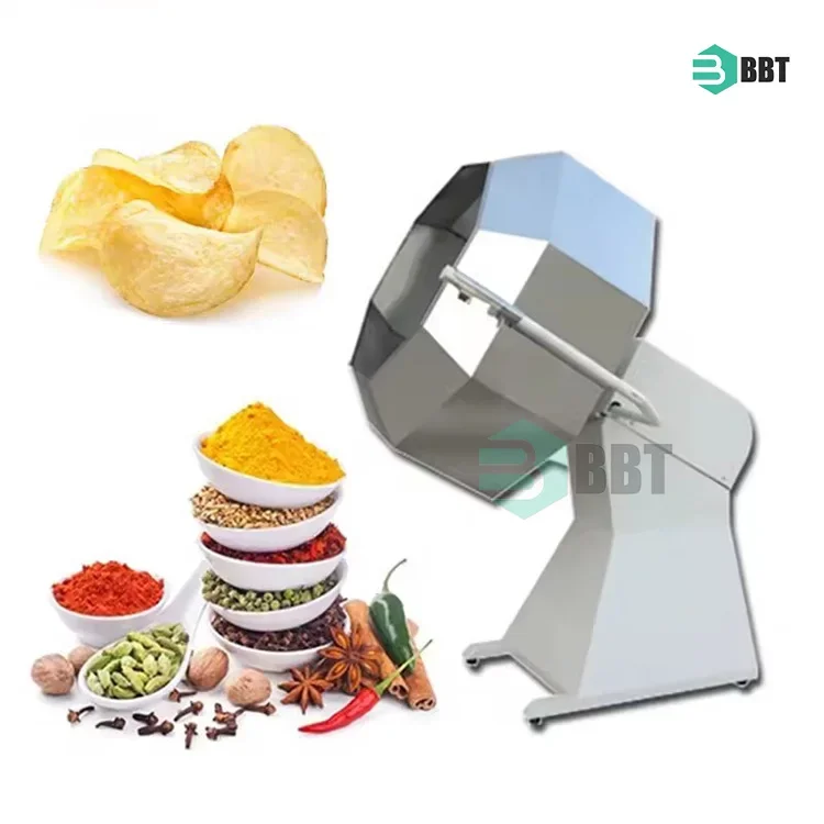 Commercial Drum Potato Chips Fried Food Snacks Spice Seasoning Mixing Octagonal Flavoring Machine