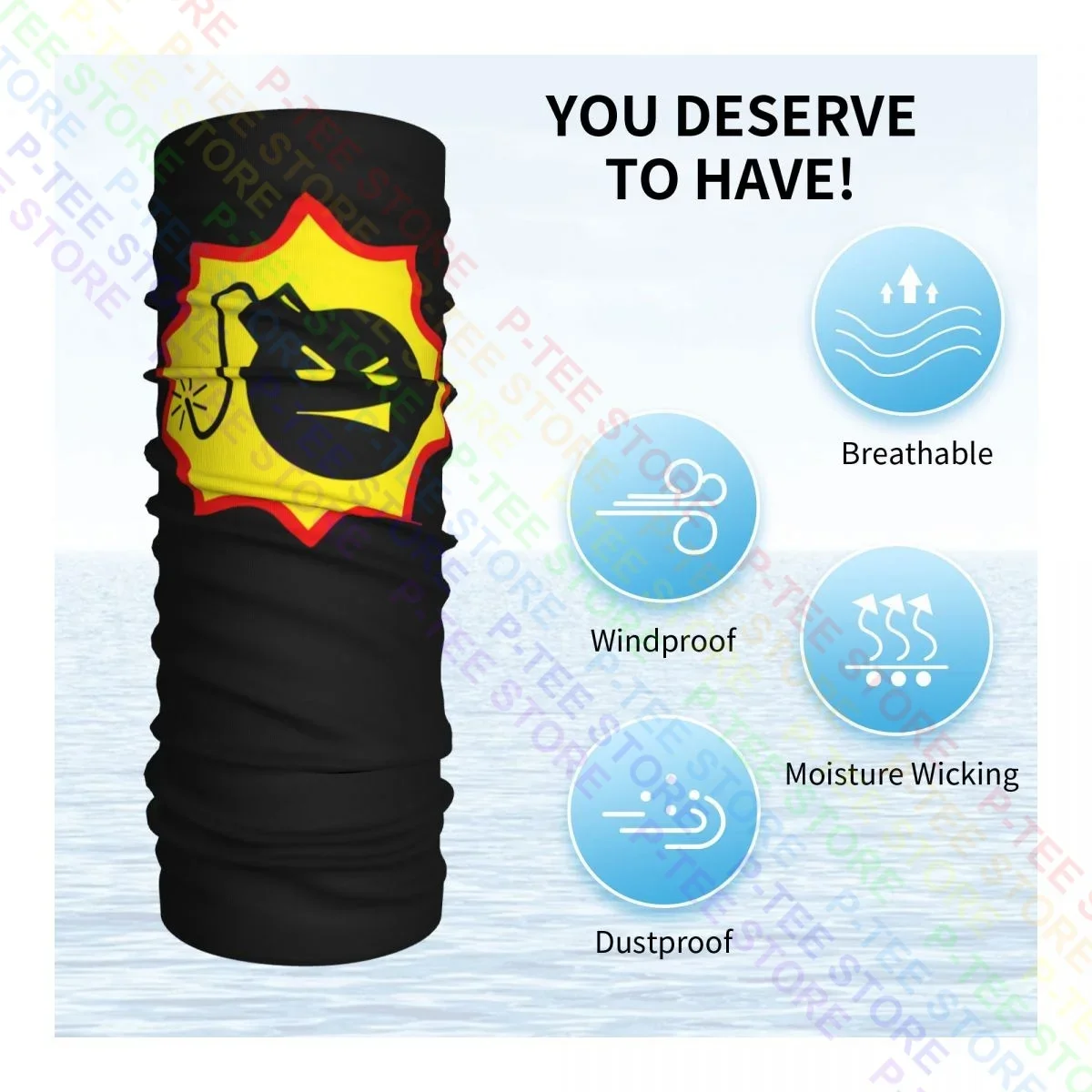 Serieuze Sam Game Logo Gamers Fps Shooter Game Bomb 1 Nek Gaiter Bandana Sjaal Gezichtsmasker Fietsen