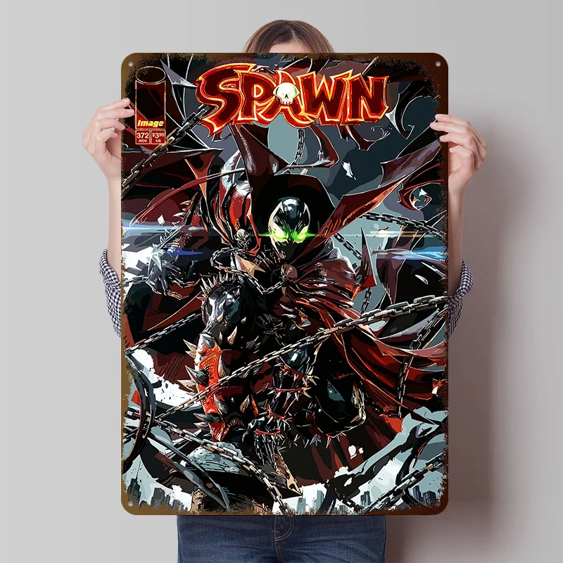 Spawn Comic Book Cover Poster Customized Vintage Metal Signs Wall Art Retro Tin Plaque for Interior Gamer Decoration Gaming Home