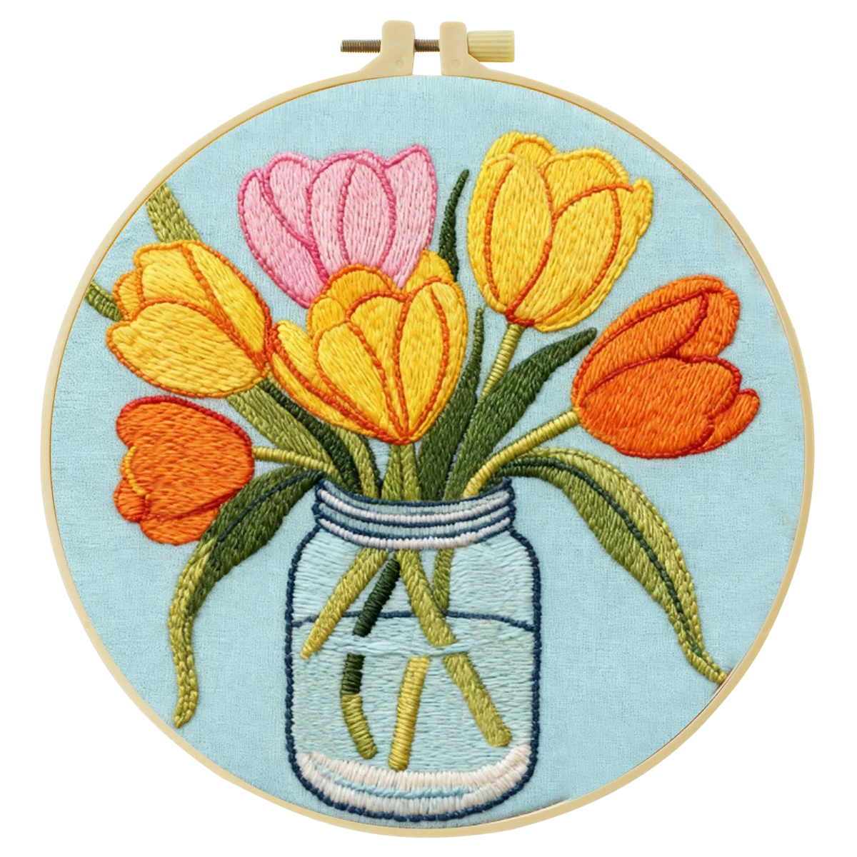 1 Stück 20X20CM/15X15CM 7,87/6,3 Zoll Blumen-Stickerei-Starter-Kit DIY-Kit DIY-Stickerei-Set Handarbeiten Nähkunst – Detail 1