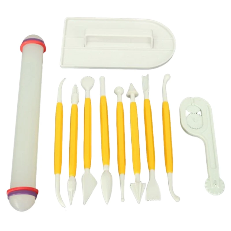 11 unids/set herramientas para hornear pasteles hogar DIY herramienta de cocina raspador de pasta espátulas de Fondant ajustables más suaves rodillo Pin TMZ