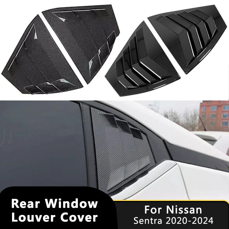 For Nissan Sentra Sylphy 2020 -2024 Car Rear Louver Side Window Shutter Cover Trim Panel Cap Sticker Vent Scoop Auto Accessories