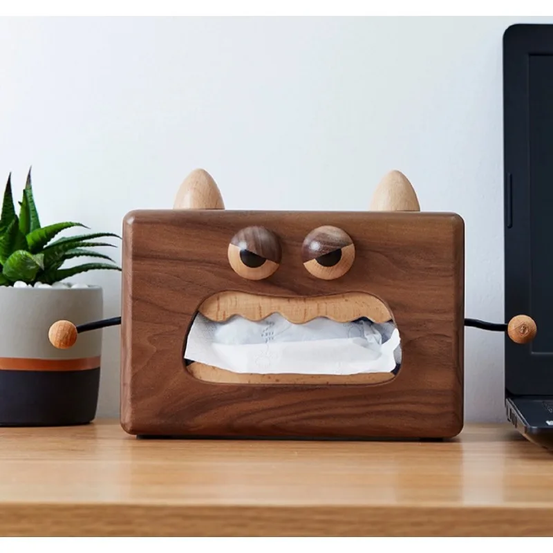 

Online celebrity little devil creative home gifts solid wood little monster tissue box desktop living room home tissue box