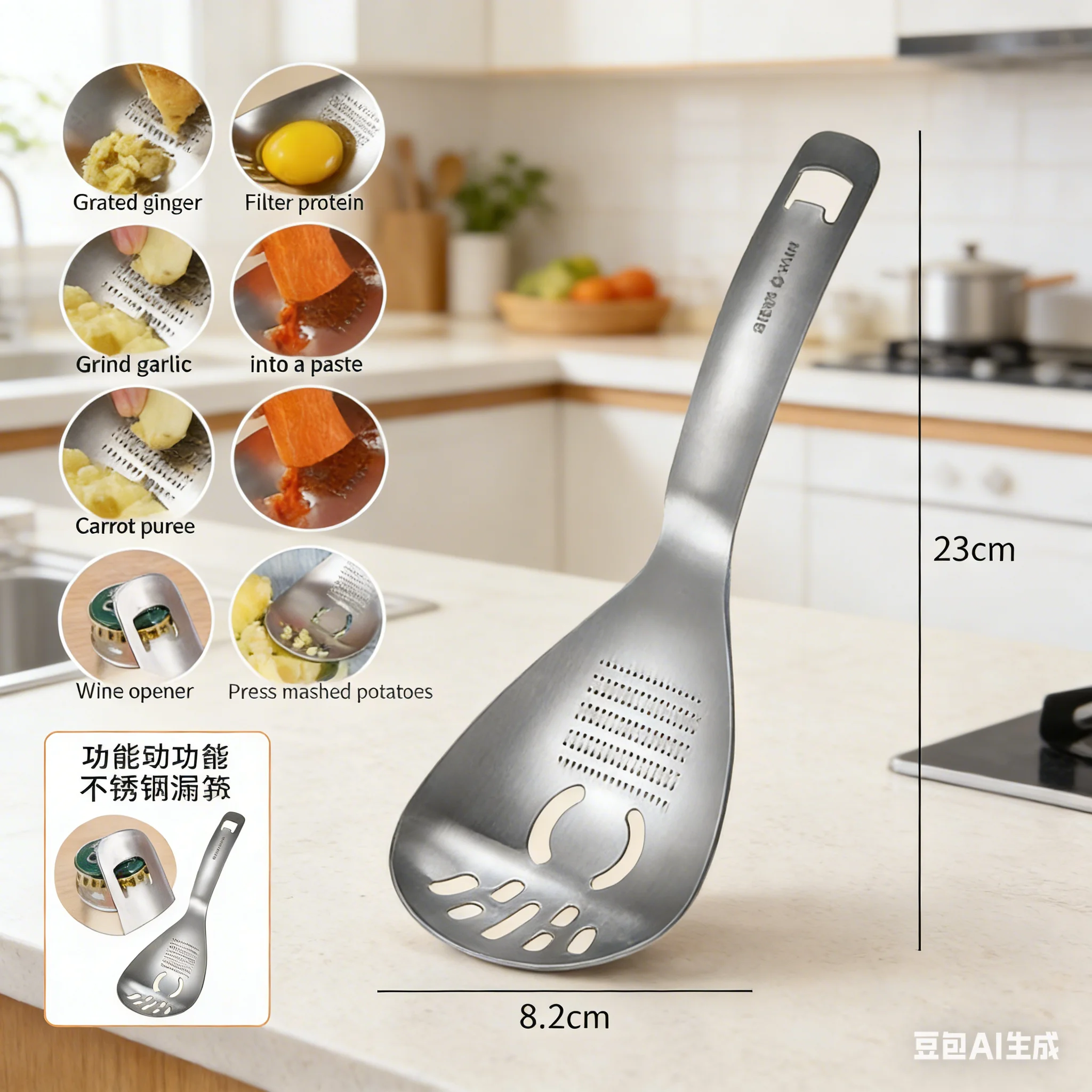Utensilio de Cocina Multifuncional de Acero Inoxidable para Picar Ajo, Rallar Verduras y Recoger Alimentos, Ahorra Tiempo, Accesorios Esenciales para Cocinar