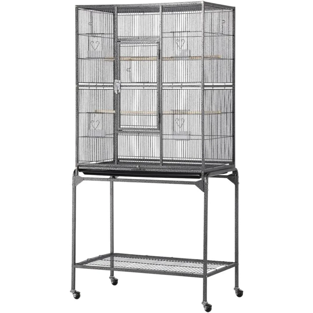 

63'' Detachable Parrot Cage for Cockatiel Sun Parakeet Green Cheek Conure Lovebird Budgie Finch Bird Cage with Stand