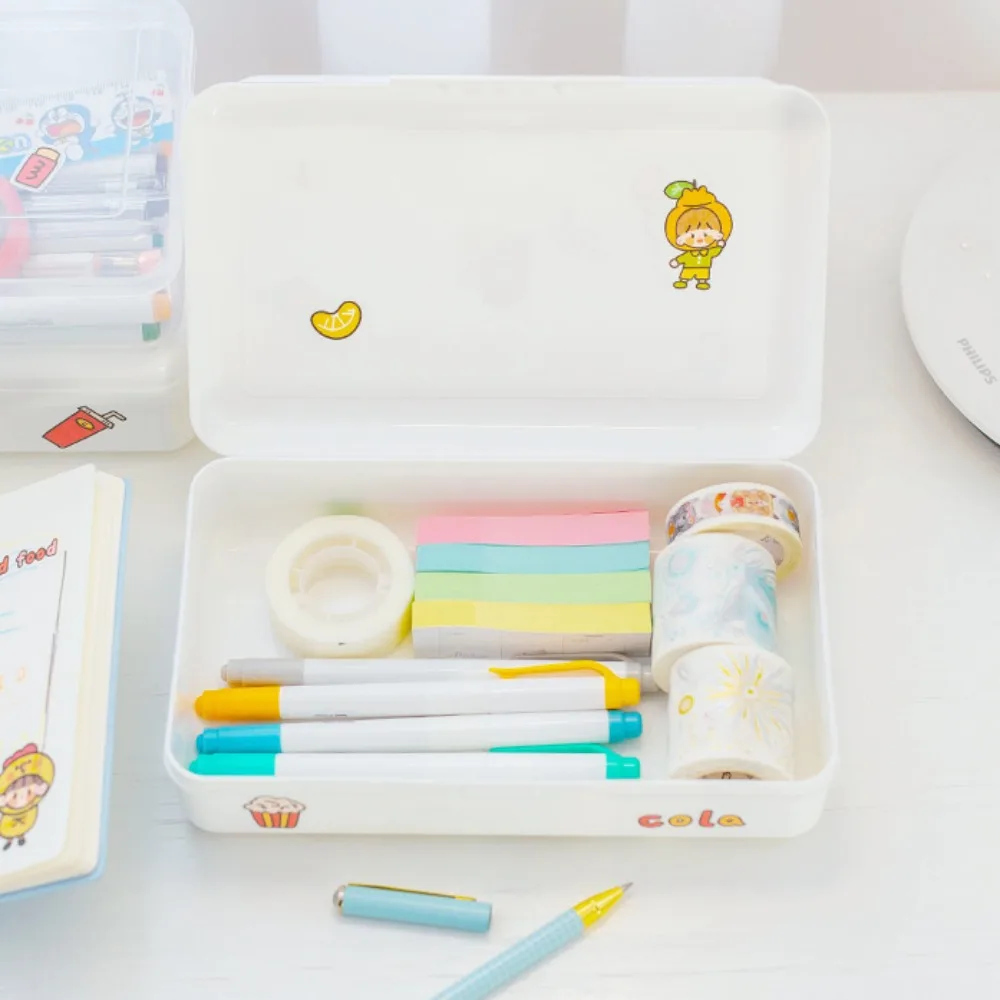 

Fashionable Snap-tight Lid Transparent Plastic Pencil Box Large Capacity Perspective Anti-drop Simple Kids Children Gifts