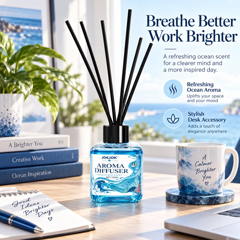 Ocean Breeze Hanging Air Freshener Diffuser Pendant, Comes with Diffuser Sticks & Dried Decor Flower, Long Lasting Fresh Marine