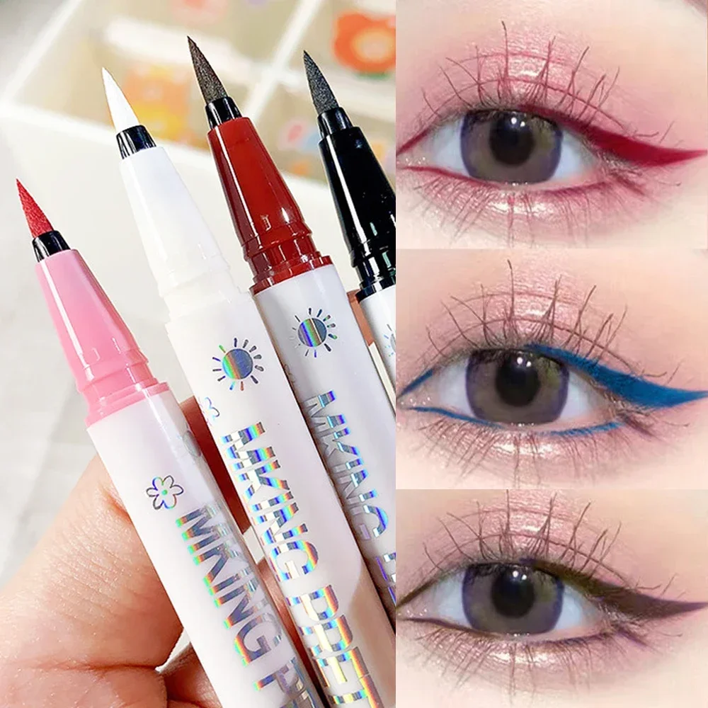 Lápiz Delineador de ojos líquido mate ultrafino, resistente al agua, duradero, azul, rojo, a prueba de sudor, secado rápido, maquillaje de ojos,