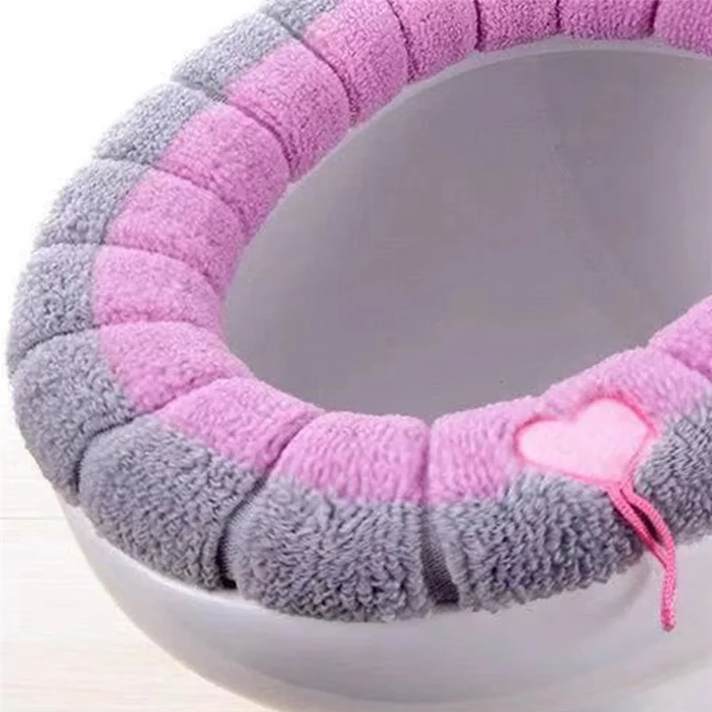 ABZV-funda Universal gruesa para asiento de inodoro de felpa para invierno, alfombrilla portátil lavable suave, almohadilla de baño con accesorios