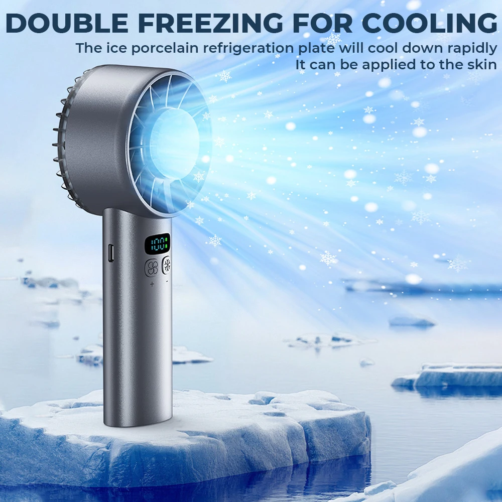 

Ручной мини-вентилятор с аккумулятором 5200 мАч, портативный перезаряжаемый вентилятор со светодиодным дисплеем, 100-скоростной турбовентилятор для пляжного путешествия, отдыха