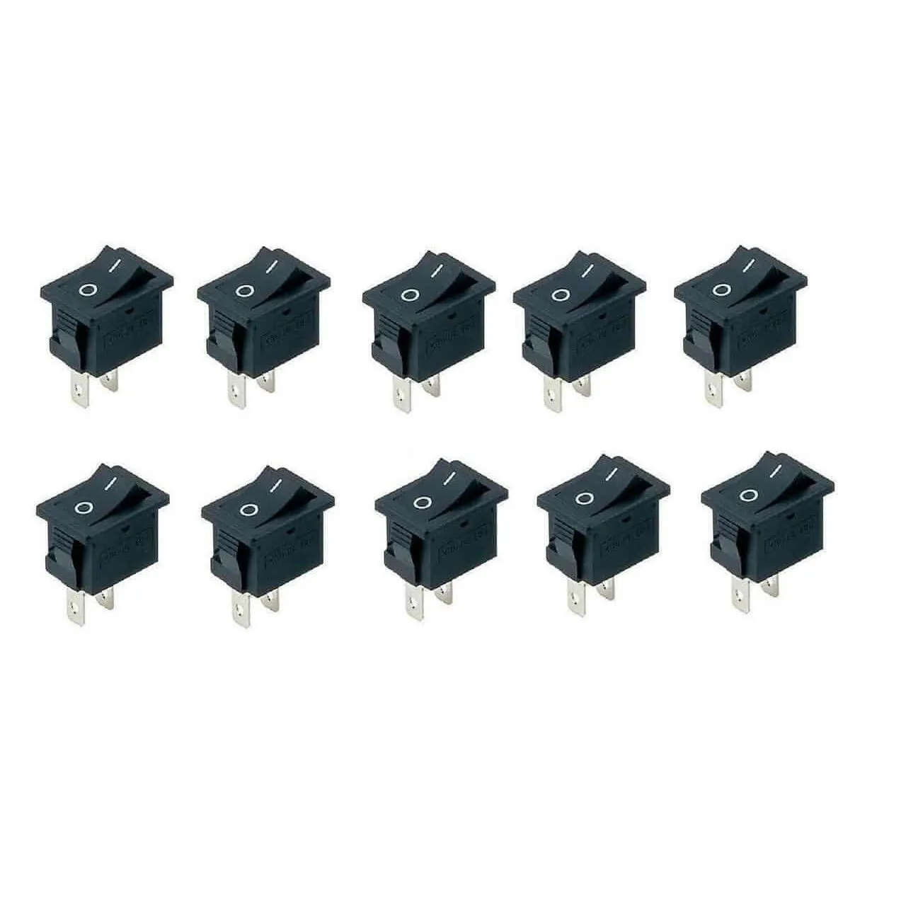 10Pcs Plastic Small Rocker Switch 2 Pin ON-OFF SPST 125VAC/6A 250VAC/3A Black Boat Car Rocker Position Power Switch Black