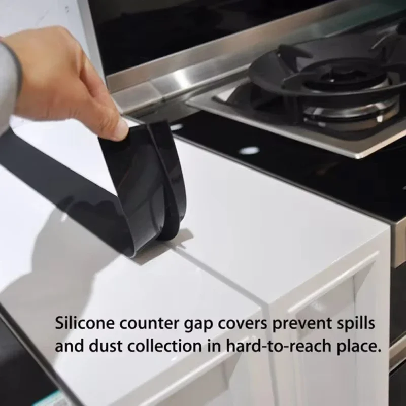 Kitchen Silicone Stove Counter Gap Cover T-Shaped Spills Between Counter Oil Dust Seal Rubber Strip for Gas Stove Protecto