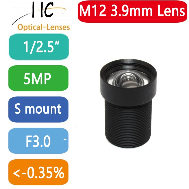 

5 MegaPixel M12-Mount 3.9m short-focus 1/2.5'' board lens F3.0 fixed Iris FA/Machine Vision lens,very low distortion