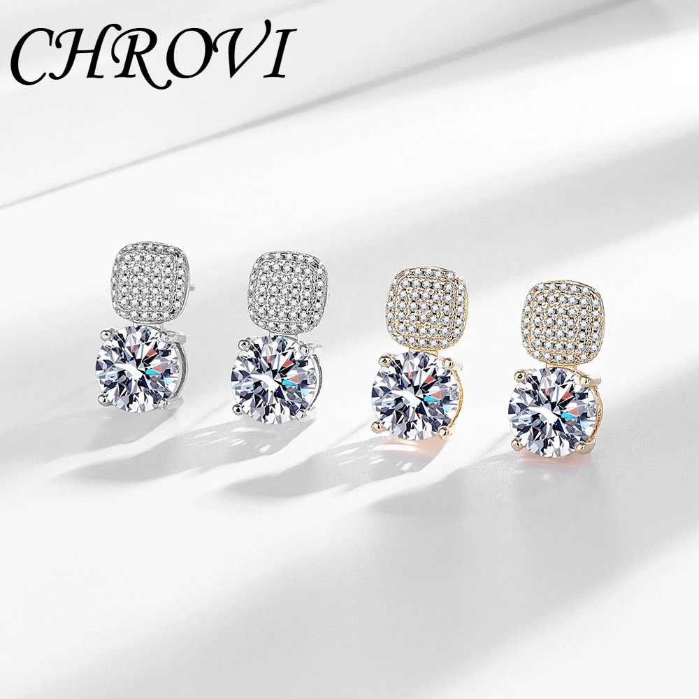 Exquisite 925 sterling silver diamond-encrusted square zirconia stud earrings for women - simple, small, versatile jewelry.