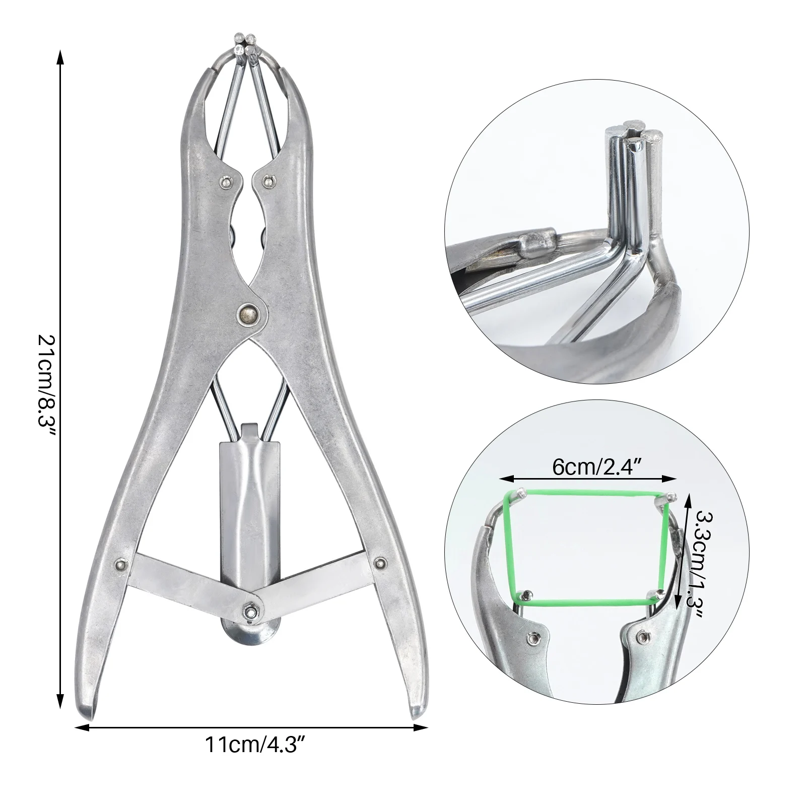 สแตนเลสแกะหักหาง Castration Forceps ขยาย CLAMP ความยืดหยุ่นยาง Castration แหวนฟาร์มสัตว์ Bloodless