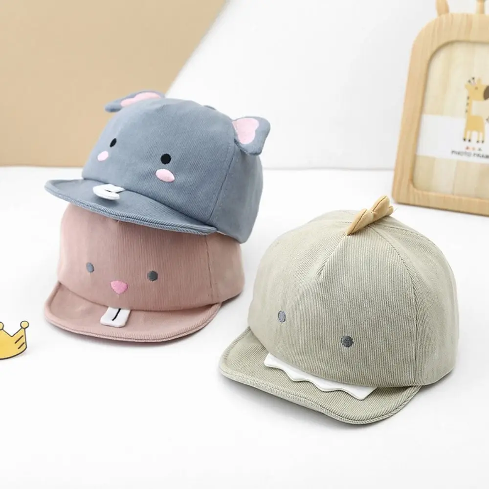 

Cute Animal Baby Baseball Hat Soft Brim Solid Color Cartoon Infant Peaked Cap Adjustable Breathable Kids Sun Hats Spring