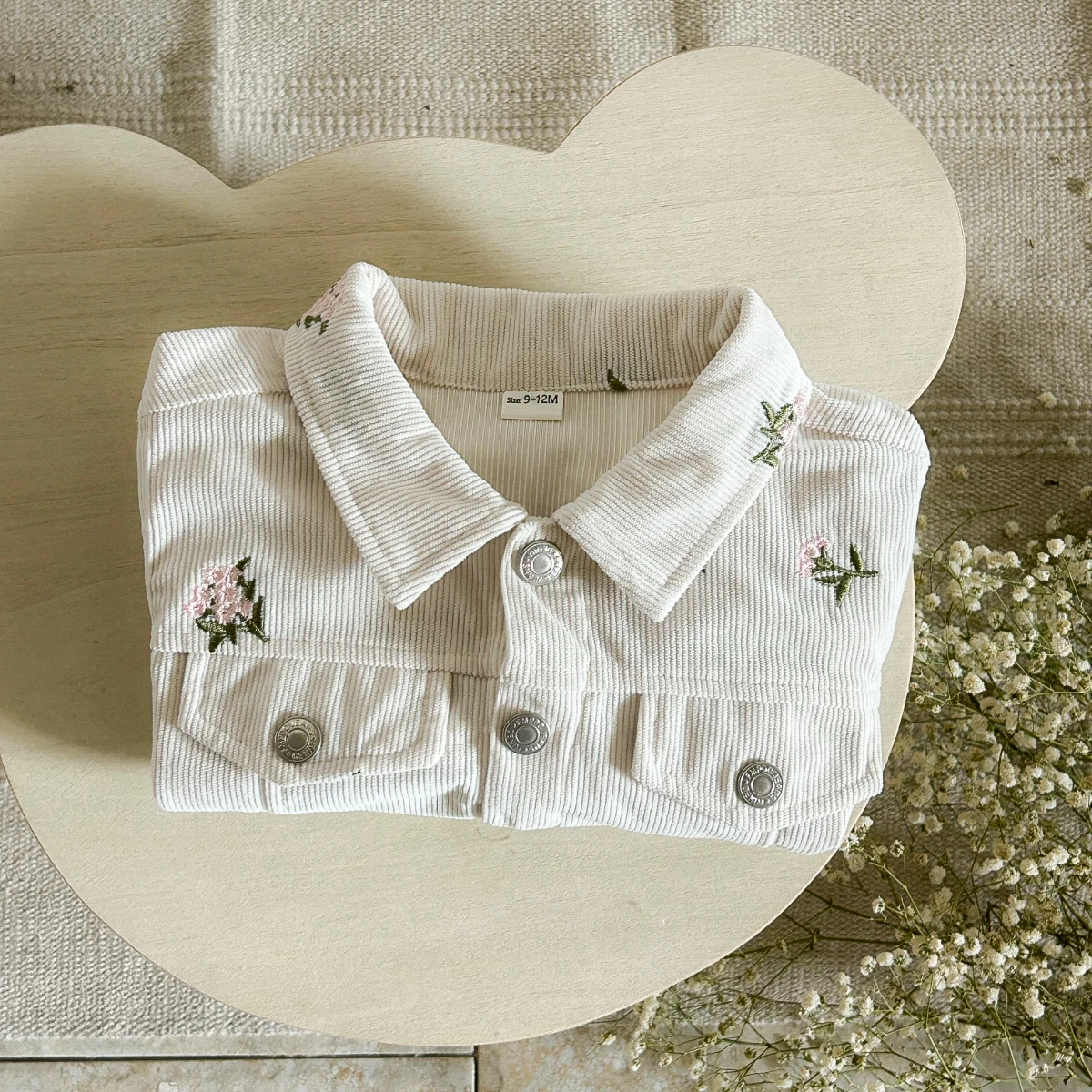 0-3Y Infant Baby Jacket Flower Embroidery Coat Girls Baby Clothes Flower Embroidery Korean Outerwear Newborn Baby 0-3Y Denim Top