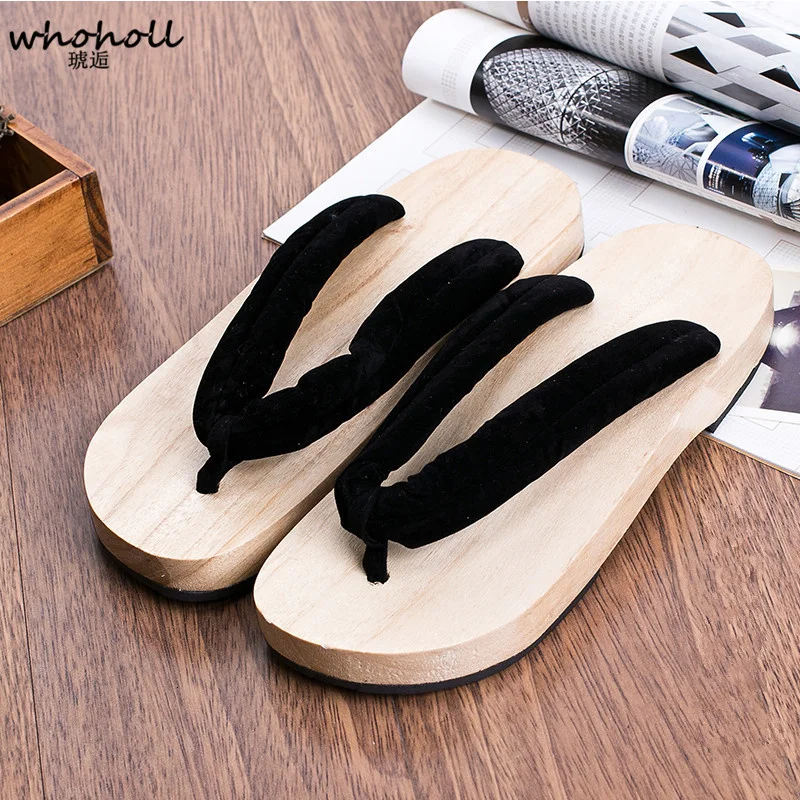 WHOHOLL Original Geta Mann Frauen Japanischen Clogs Holz Geta Flip-flops Comiket Kimono Schuhe Cosplay Rutschen Hausschuhe Flache Schuhe