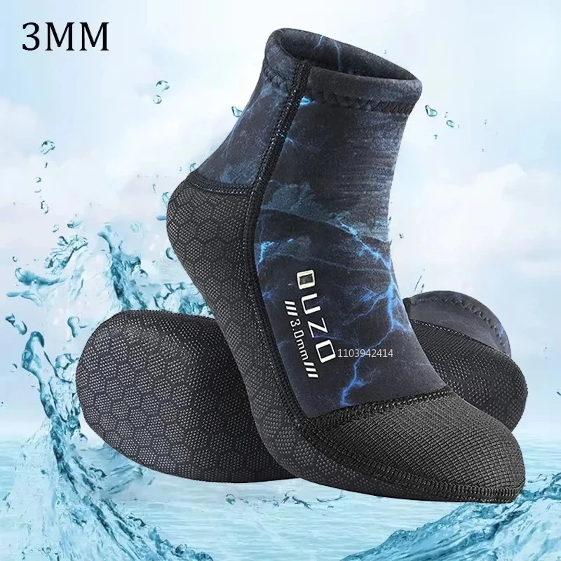 Neopren-Tauchsocken, rutschfest, 3 mm, Neoprenschuhe, Flossensocken, elastisch, Strandstiefel, warme Aqua-Socken zum Schnorcheln, Surfen und Schwimmen. – Detail 2