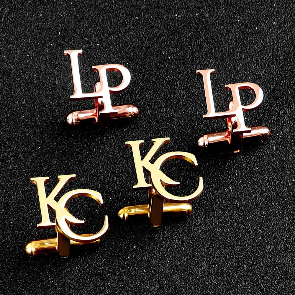 Custom Initial Cufflinks Stainless Steel Personalized Cufflinks Classic Shirt Tuxedo for Groomsmen Wedding Gift for Groom