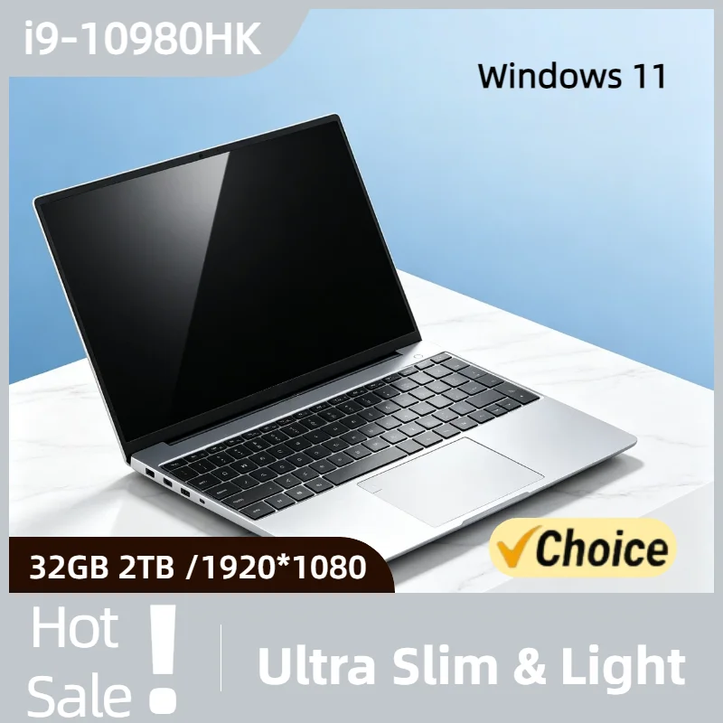 

15.6 Inch Laptop Intel Core i9 10980HK Windows 11 Pro 32GB DDR4 2TB SSD M.2 Ultrabook Fingerprint Unlock WiFi 6 Gaming