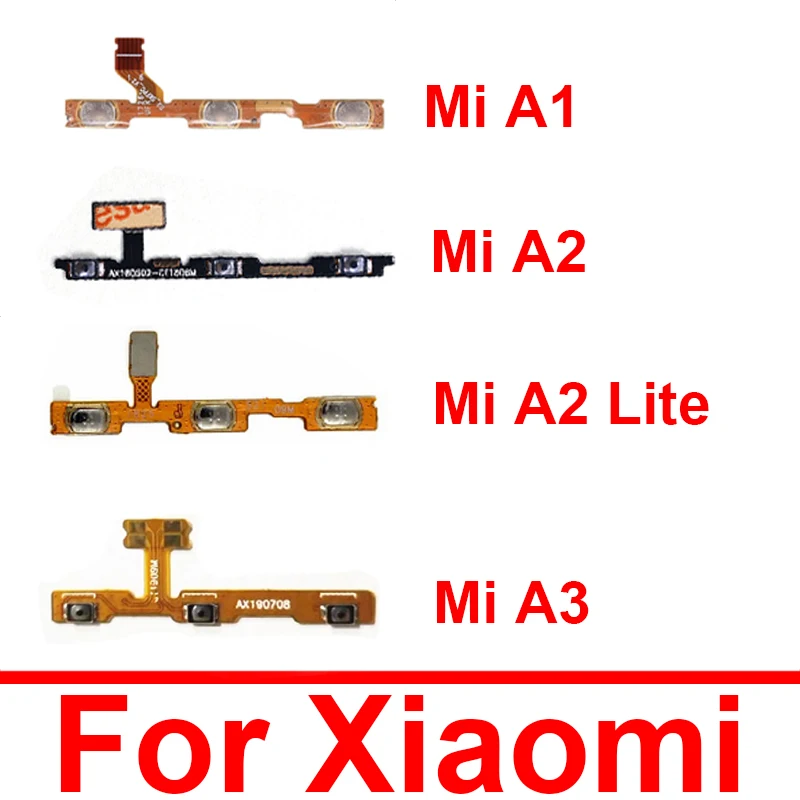 Volume & Power Side Button Flex Cable For Xiaomi Mi A1 A2 Lite A3 5X 6X CC9E Volume Switch Power Key Flex Ribbon For Redmi 6 Pro