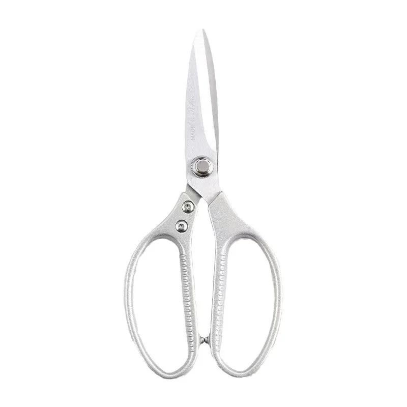 Professional 8.5-inch stainless steel kitchen scissors with plastic handles, perfect for cutting chicken bones, meat, and fish