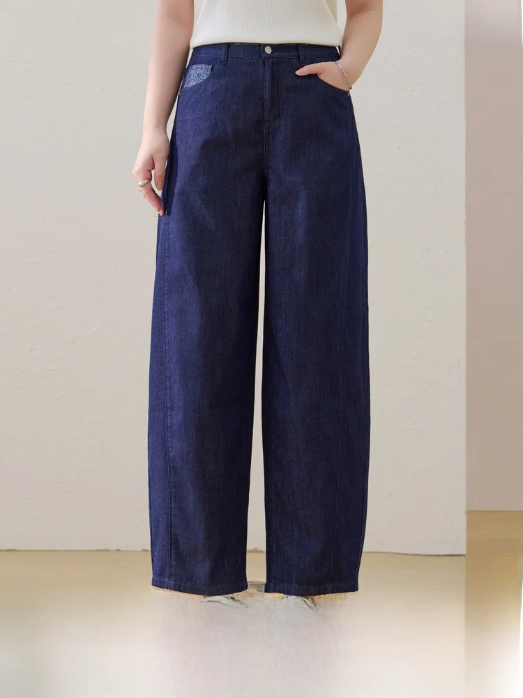 

Dark Print Versatile Straight Leg Jeans High Waist Cotton Blend Summer New Arrival plus Size Women's Fashion