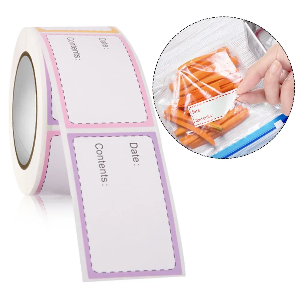 

250 Stickers/Rolls Food Storage Paper Sticker Labels White Date Waterproof Stickers Self-Adhesive Removable Freezer Labels