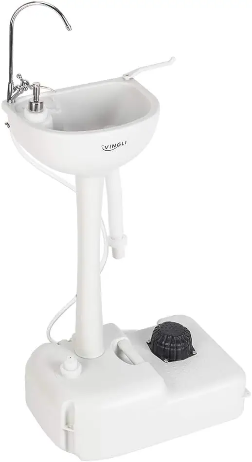 

Upgraded Portable Sink| Rolling Hand Wash Basin Stand with Towel Holder & Soap Dispenser & Wheels, Perfect for Garden