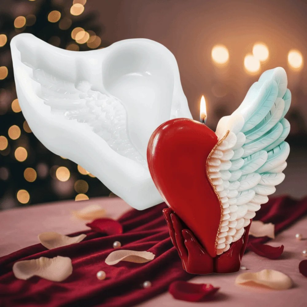 

Multipurpose 3D Love Wing Candle Mold Silicone Non-stick Valentine's Day Handmade Soap Mold Reusable DIY Gypsum Mold Plaster