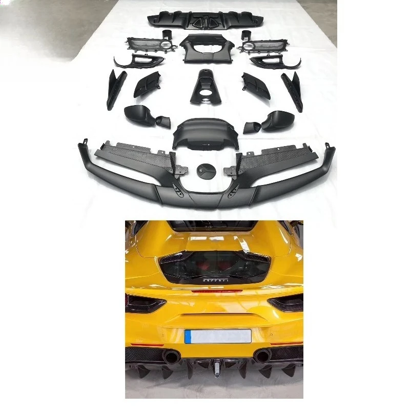 488 كابريستو طقم الجسم الكربوني الجبهة الشفاه الناشر الجانب تنورة مرآة الرؤية الخلفية غطاء تنفيس الكسوة 488 طقم الجسم