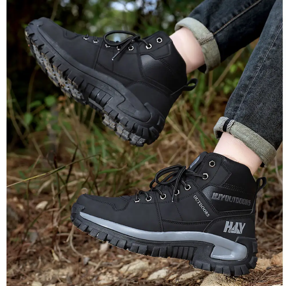 Waterproof Style Hiking Boots For Men Mid Top Climbing Sneakers Anti Slip Tactical Footwear Outdoor Training Shoes
