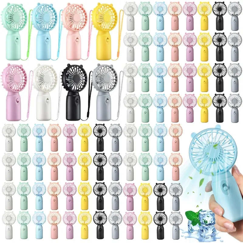 80 Pcs Mini Portable Fans Bulk Handheld Battery Operated Fan with Lanyard for Makeup Eyelash, Cooling Lightweight Pocket Persona