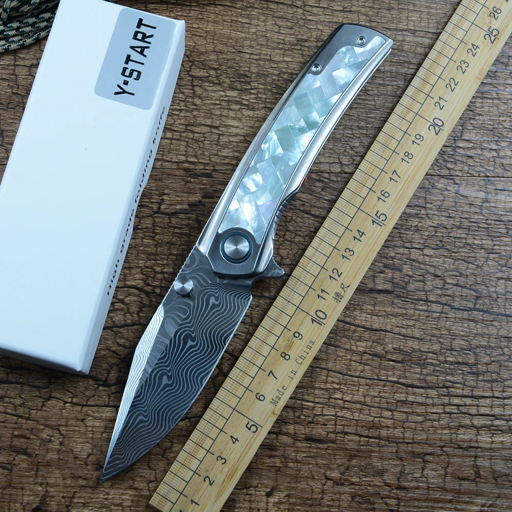 Outdoor Hunting Gifts - Складной нож Y-START с дамасским клинком,
